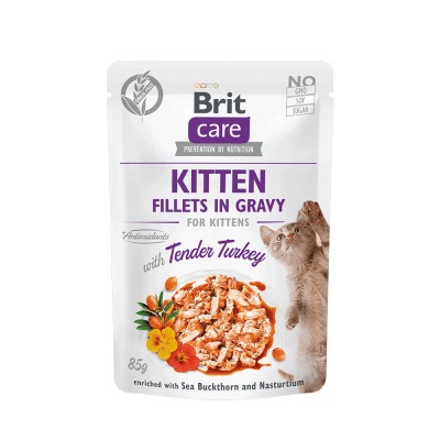 BRIT CARE Cat Kitten fillets in gravy with tender turkey 85 G