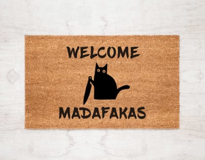 Felpudo Kokomat Welcome madafakas gato