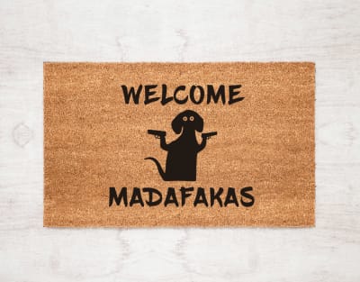 Felpudo Kokomat Welcome madafakas perro