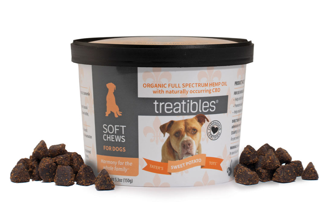 Snack blando 3 mg CBD sabor camote para perro, Treatibles3