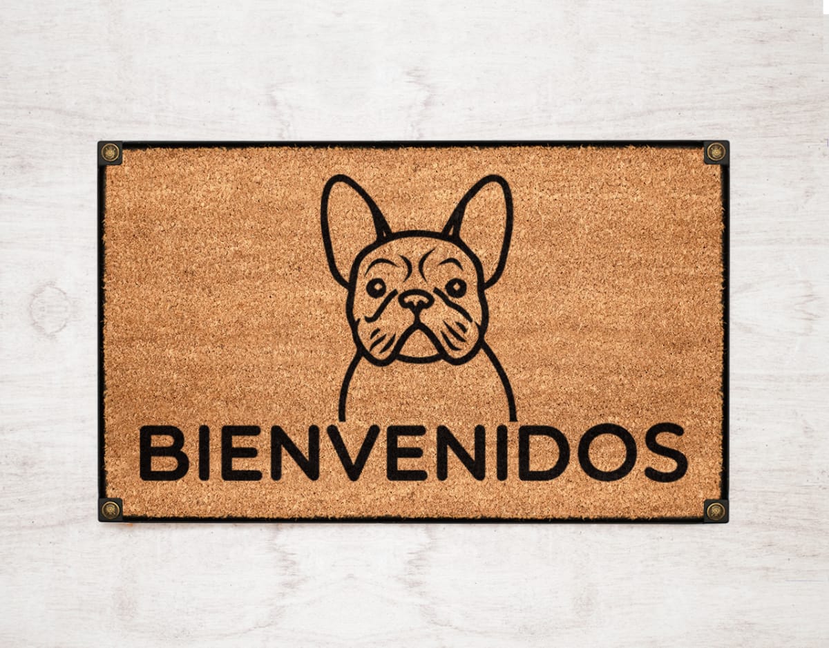 Felpudo Kokomat Bienvenidos Bulldog frances2