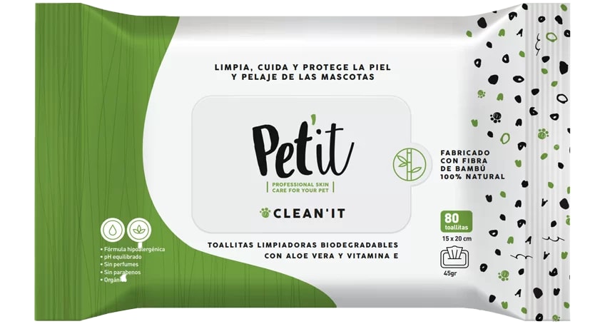 Petot CLEAN'IT Toallitas Limpiadoras Biodegradables (wipes)1