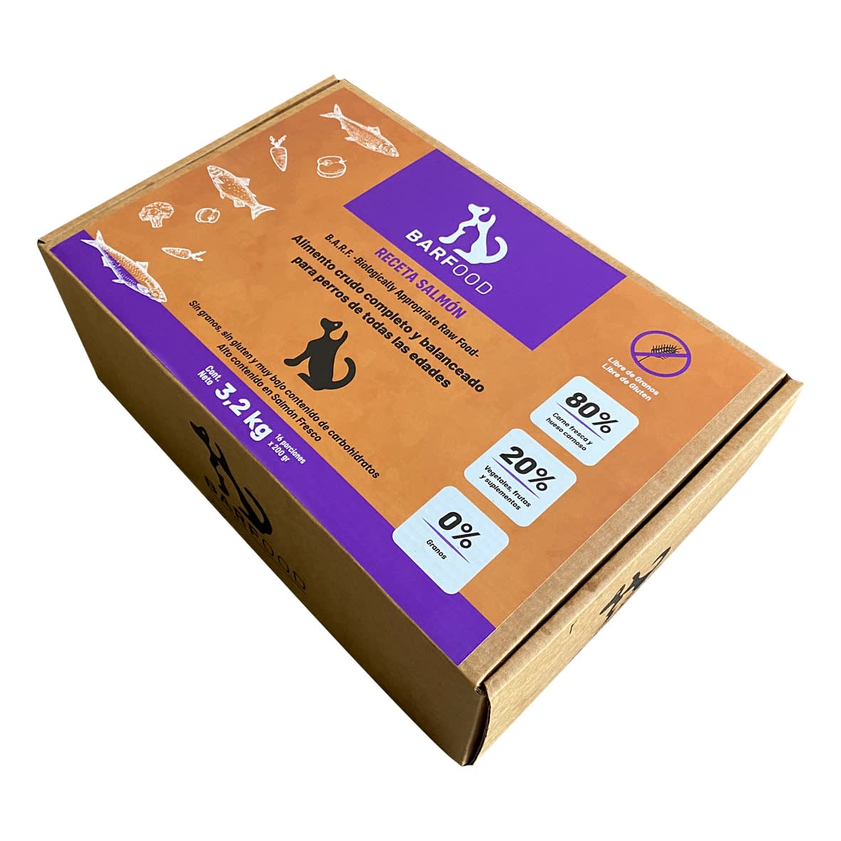 Alimento Barf Crudo Perro - Salmón Caja 16X200 Gr (3,2 Kg)1