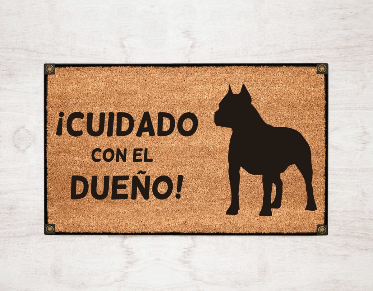 Felpudo Kokomat Cuidado con el dueño2