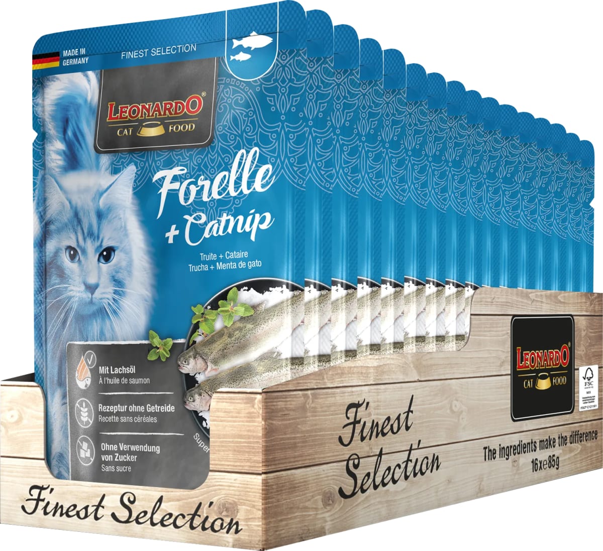 Leonardo pouch Trucha Y Hierba Gatera 85 Gr pack de 161