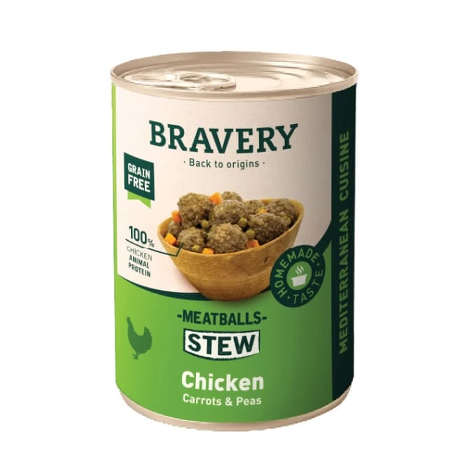 Lata Bravery Meatballs Stew Chicken Para Perro 415 Gr1