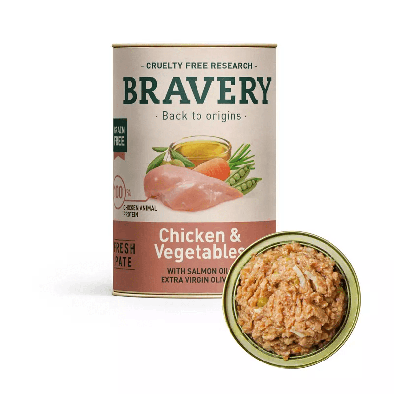 Lata BRAVERY Chicken and Vegetables Dog wet food 290 Gr1