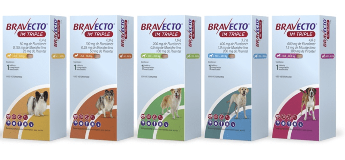 Bravecto 1M Triple - Antiparasitario interno y externo1