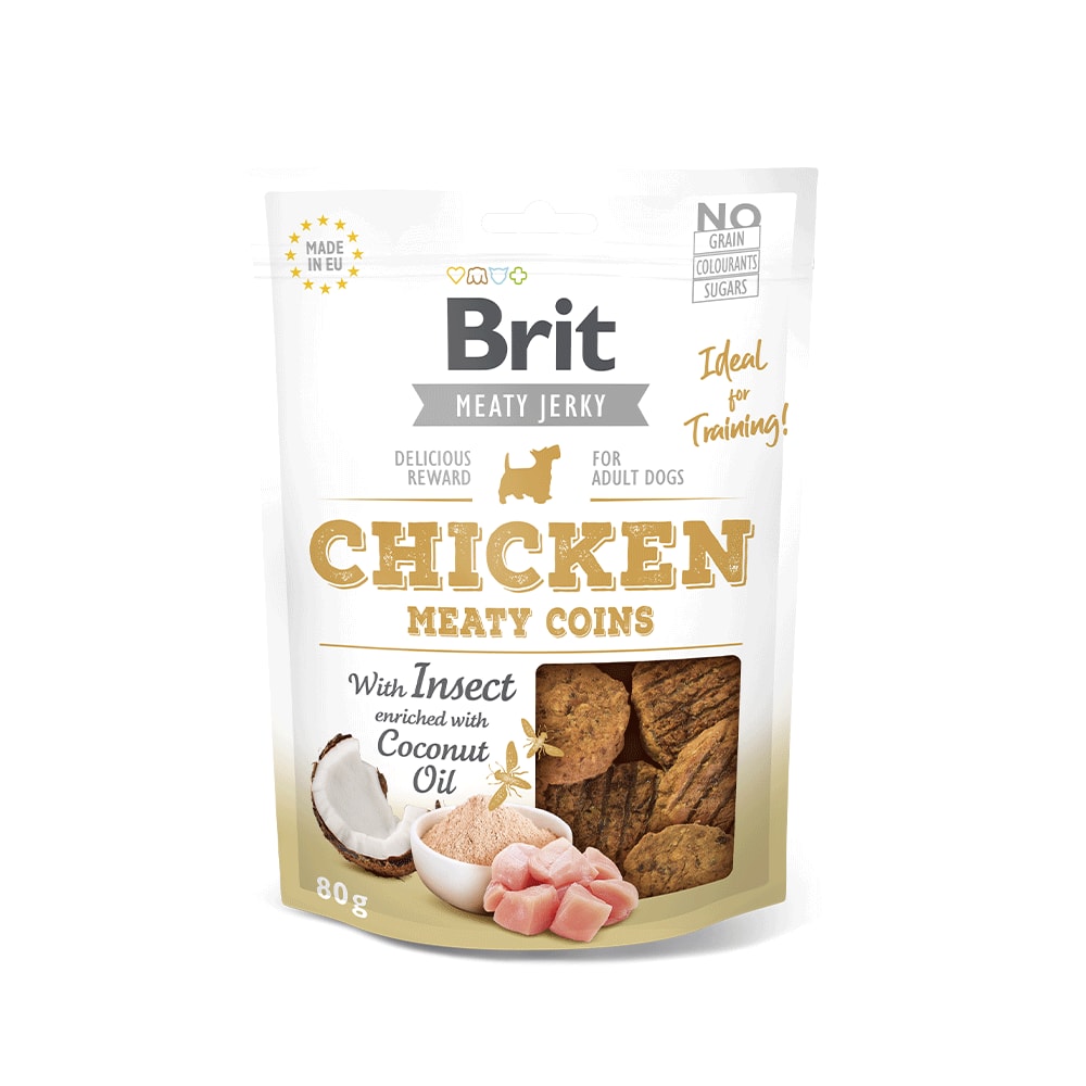 BRIT Jerky Snack Chicken with Insect Meaty coins for dogs1
