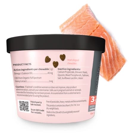 Snack blando 3 mg CBD para gato sabor Salmon, Treatibles3