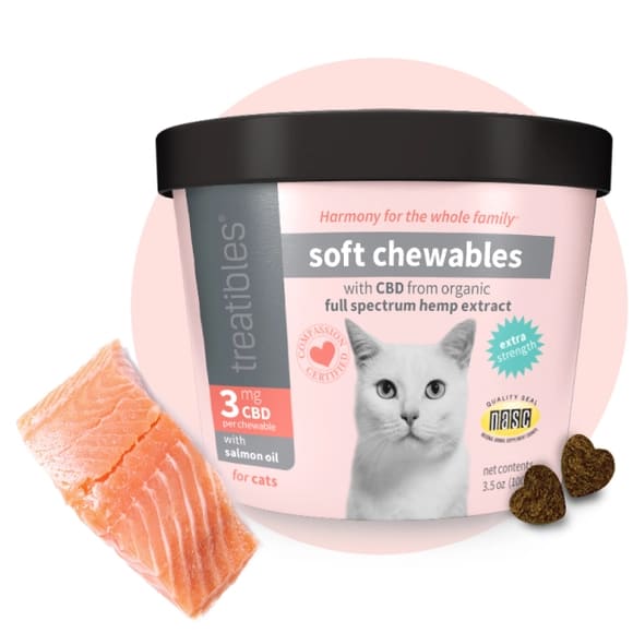 Snack blando 3 mg CBD para gato sabor Salmon, Treatibles1
