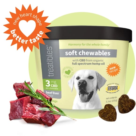 Snack blando 3 mg CBD para perro sabor hígado, Treatibles1