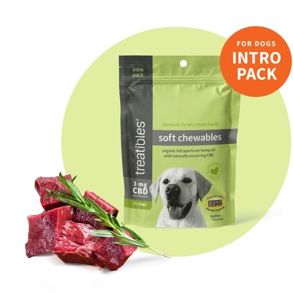 Snack blando 3 mg CBD para perro sabor hígado, Treatibles2