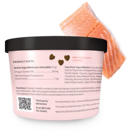 Snack blando 7 mg CBD para perro sabor Salmon, Treatibles3