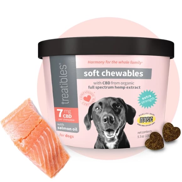 Snack blando 7 mg CBD para perro sabor Salmon, Treatibles1