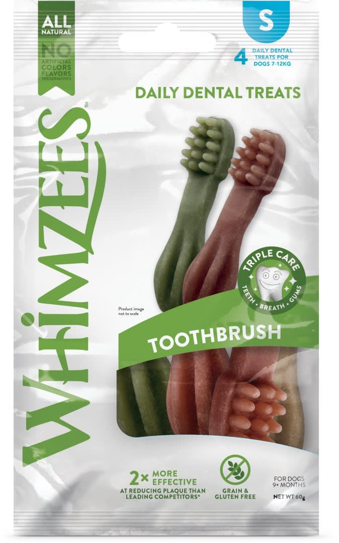 Snack dental Whimzees forma de cepillo S. Bolsa de 4 Unidades3