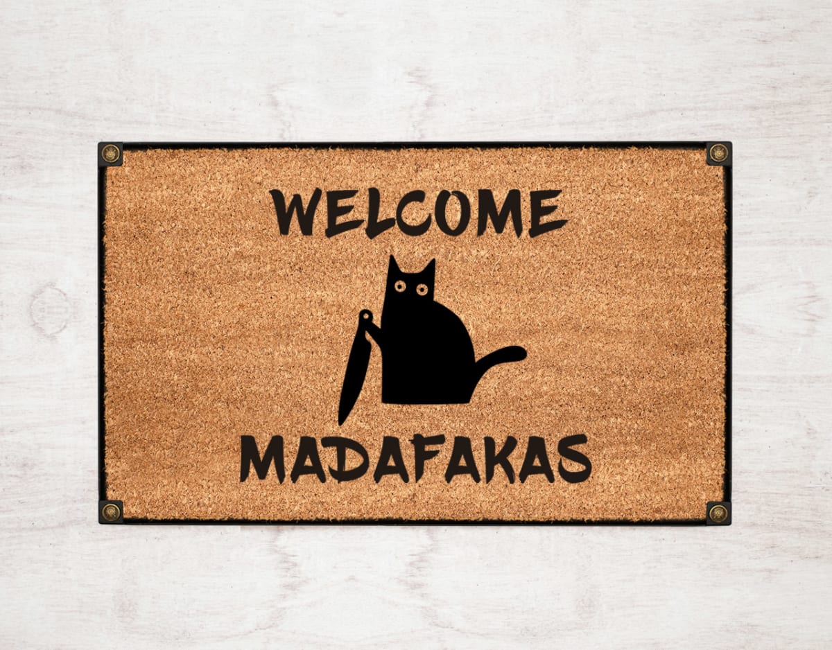 Felpudo Kokomat Welcome madafakas gato2