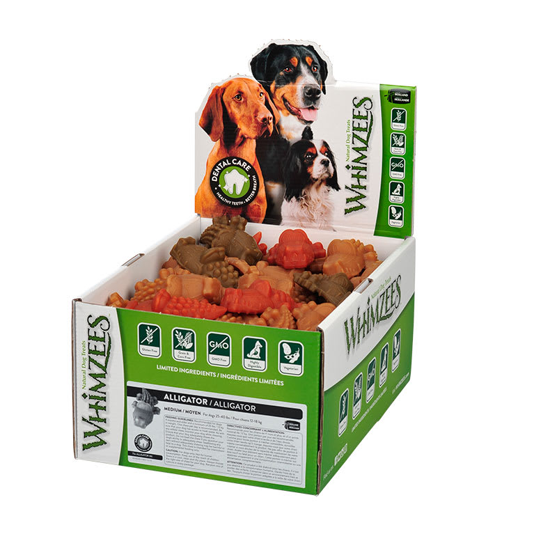 Snack limpia dientes Whimzees. Alligator S Bulk Caja de 150 Unidades1